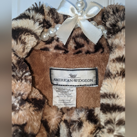 American Widgeon Gorgeous Girls Size 8 Leopard Print Faux Fur Coat - Picture 5 of 6